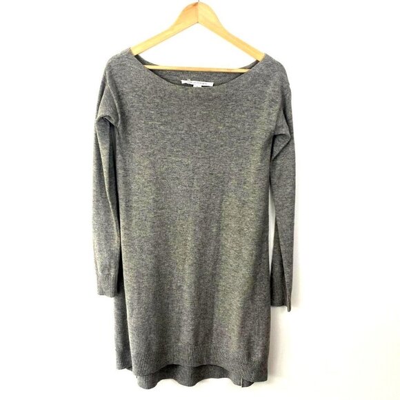 Diane Von Furstenberg Sweater Dress Size P (Small) Gray Ribbed Knit Round Neck - Picture 1 of 16